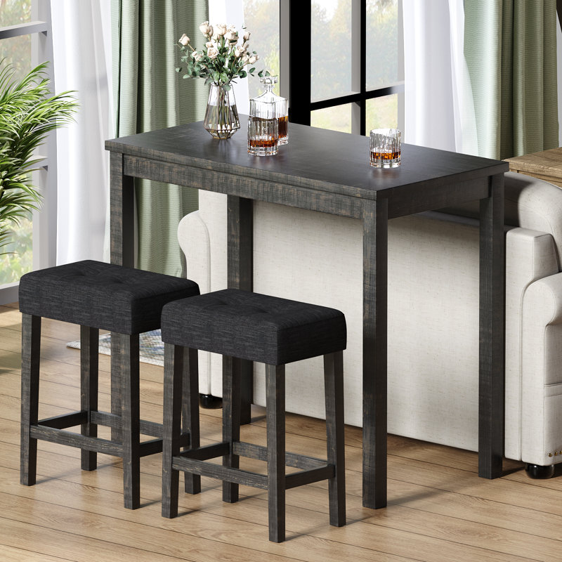 Maurus 2 Person Counter Height Dining Set Set of 3 Winston Porter Color Dark Grey